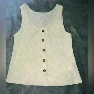 lightweight cream button down tank top size large